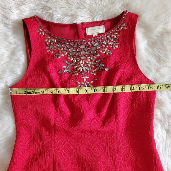 Anthropologie Moulinette Soeurs Toulouse Red Embellished Dress Size 8 - Picture 13 of 16